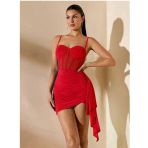 Amora Secret Özel Şık Tasarım Kırmızı Korse Görünümlü Mini Club Elbisesi