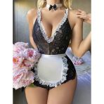 Amora Secret Siyah Dantel İşlemeli Kurdelalı Fransız Hizmetçi Kostümü