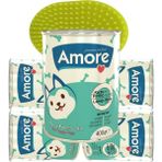 Amore 5x400 gr Puppy Kuzu Etli Pirinçli Yavru Köpek Konserve +Elastik Tüy Tarama Fırçası + Tüy Tarağı