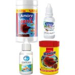 AMORE Beta Balık Yemi 125ml, Bonisa Betta 100ml, Multivitamin 30cc, Contra Blue 50cc