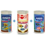 Amore Cichlid Mix 250ML + Rose Pro Colour 250ML + Amore Malawi Mix 250 ml Kutu Ciklet Balık Yemi