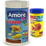 Amore Cichlid Mix Granules 1000 ml Ahm Malawi Cichlid Colour 250 ml Balık Yemi - 1 Lt + 250ml