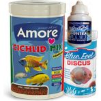 Amore Cichlid Mix Granules 1000 ve 250ML Discus Granül Msp Immunity Ciklet Malawi Balık Yemi Blue Feel - 1000ml + 250ml + 30cc