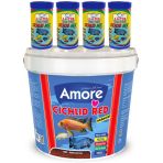 Amore Cichlid Red Granules 3Kg Kova 44-Protein, Lotus 4X250ml Malawi Ciklet Mix Karışık Balık Yemi