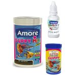 Amore Guppy Mix Granules 250Ml Lepistes Moli Melek Tropikal Akvaryum Balık Yemi, Lotus Guppy 100Ml, Multivitamin