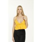 Amore Kadın Giyim Askılı Crop Bluz - Sarı