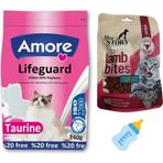 Amore Lifeguard 240 gr Yavru Kedi Süt Tozu + Cat Lamb Bites 60 gr Threat Kalp Taneli Kedi Ödül Maması