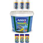 Amore Tropheus Veggie Chips Balık Yemi 3kg Kova, 3x125ml ve 3x100ml Kutu Japon Balığı Yemi