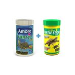 Amore Turtle Sticks 250ML + Ahm Turtle 250ML Vitamin Kalsiyum Mineral Plus Sürüngen ve Kaplumbağa Yemi