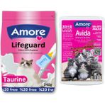 Amore Yavrukedi Süt Tozu Lifeguard 240GR, Biberon, Kuzu Etli Sticks Ödül 12LI - 240 Gr + Avida Lamb