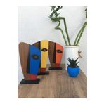 Amorf Design Ahşap Desenli Maske Biblo Seti 3'lü