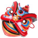 Amosfun Çin Aslanı Dans Kafası 3D Geleneksel Dans Aslan Maskesi Korkunç Hayvan Tam Yüz Maskesi Sahne Performansı Için Komik Hayvan Maskeleri Maskeli Balo Parti Malzemeleri Kırmızı