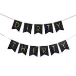 Amosfun Dirty Thirty Afiş Doğum Günü Partisi Afiş 30. Doğum Günü Partisi Dekorasyonu (siyah)