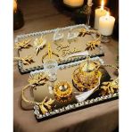 Amour Gold Lüks Swarovski Söz Nişan Tepsisi gold