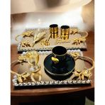 Amour Gold Lüks Swarovski Söz Nişan Tepsisi krem