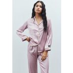 Amour Saten Gül Kurusu Uzun Pijama Takımı