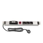 AMP Connect 19" 1U 3'lü Schuko Anahtarlı Volt/Amper Göstergeli Kabinet Grup Prizi