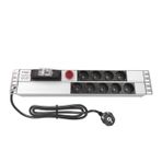 AMP Connect 19" 1U 9'lu Schuko Sigortalı Volt/Amper Göstergeli Kabinet Grup Prizi