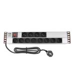 AMP CONNECT 19" 2U 12'li Fransız UPS On/Off Anahtarlı Kabinet Grup Prizi (PDU)-16A