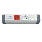 AMP CONNECT Alüminyum Profil Yatay Donatılmış Brotik 1 UPS Prizi 1 Şebeke Prizi 1 CAT3 Telefon veya CAT5 – CAT6 Data Prizi