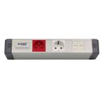 AMP CONNECT Alüminyum Profil Yatay Donatılmış Brotik 2 UPS Prizi 1 Şebeke Prizi 1 CAT3 Telefon veya CAT5 – CAT6 Data Prizi