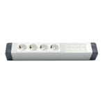 AMP CONNECT Alüminyum Profil Yatay Donatılmış Brotik 4'lİ Blok Priz + 4 CAT3 Telefon veya CAT5 – CAT6 Data Prizi