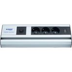 AMP CONNECT Mutfak Tezgah, Dolap Altı veya Masa Üstü 32 CM Alttan LED Aydınlatmalı, 1,5 Metre Kablolu Anahtarlı 3 Şebeke 2 USB Grup Priz.(Alüminyum Profil)