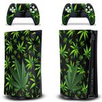 AMR Racing 247 Skins Grafik kiti Çıkartma PS5 Playstation 5 ve DualSense Controllers ile Uyumlu Çıkartma - Yabani Ot Siyahı