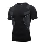 AMZSPORT 112017 Kısa Kollu Siyah Erkek Spor T-shirt
