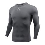 AMZSPORT 113001 Uzun Kollu Gri Siyah Erkek Spor T-shirt