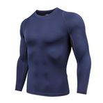 AMZSPORT 113006 Uzun Kollu Mavi Erkek Spor T-shirt