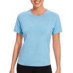 AMZSPORT Kadın spor tişörtü, kısa kollu, spor tişört, fitness üst giyim, nefes alır, fonksiyonel tişört, koşu tişörtü, Gök mavisi, L