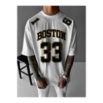 AN Trend Moda Erkekler için Boston 33 Numaralı Forma T-Shirt - Pembe Rahat Yazlık Tişört,