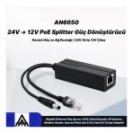 An6650 Poe Splitter Adaptör 24V To 12V Gigabit Ethernet Ip Kamera Nvr Modem Access Point Dönüştürücü