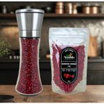 Anadolu Hasat Kırmızı Tane Karabiber 80GR + Metal Seramik Bıçaklı Baharat ve Tuz Öğütücü (Tuz Değirmeni) Dolu