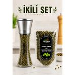 Anadolu Hasat Yeşil Tane Karabiber 80GR + Metal Seramik Bıçaklı Baharat ve Tuz Öğütücü (Tuz Değirmeni) Dolu