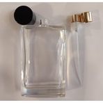 ANADOLU PARFÜM | Boş Şeffaf Cam Parfüm/Kolonya Şişesi, Dikdörtgen Tasarım, Siyah Basmalı Kapaklı, 100ml