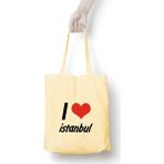 Anadolu Promosyon I love İstanbul Desenli Ham Bez Omuz Çantası