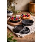 Anadolu Saray 3 Adet Mini Tart Kalıbı 10 cm Karbon Çelik Yapışmaz Kek ve Turta Kalıbı