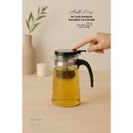 Anadolu Saray Isıya Dayanıklı Tek Tuşla Demleme Borosilikat Cam Demlik Cam Bitki Çayı ve Çay Demliği 900 ml