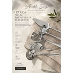 Anadolu Saray Paslanmaz Çelik 5'li Mutfak Servis Seti Dayanıklı Servis Spatula Kaşığı Pasta Spatula Kepçe Kevgir