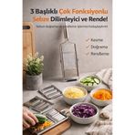 Anadolu Saray Pratik 3 Başlıklı Paslanmaz Çelik Sebze Doğrayıcı Rende Dilimleyici Seti