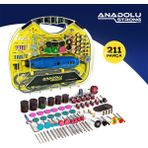 Anadolu Strong 6 Kademe Devir Ayarlı 211 Parça Çantalı Gravür Hobi Taşlama Seti