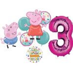 Anagram Peppa ve George 3. Doğum Günü Partisi Malzemeleri Domuz Folyo Balon Buketi Süslemeleri, BQ_4283