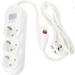 Anahtarlı 1,5 Metre Kablolu 16AMPER 3000W Ledli Yüsek Akım Şok Korumalı Topraklı 3 Lü Grup Priz, Beyaz