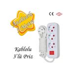 Anahtarli Kablolu 3 Lu Toprakli Coklu Grup Priz Cogaltma Uclu Fis Piriz 5 Metre