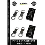 #Anahtarlık Logo Baskılı Kurumsal Promosyon Lüks Şık Kaliteli Şiye Özel Metal Deri Anahtarlık Mavi - 1 Adet