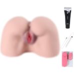 Anal ve Vajinal Girişli Büyük Kalça Mastürbatör+Jel&titreşim&ısıtıcı Set