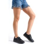 Analin Shoes Hakiki Deri Kadın Casual Ayakkabı - Siyah