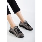 Analin Shoes Kadın Deri Fermuarlı Spor Ayakkabı - Platin